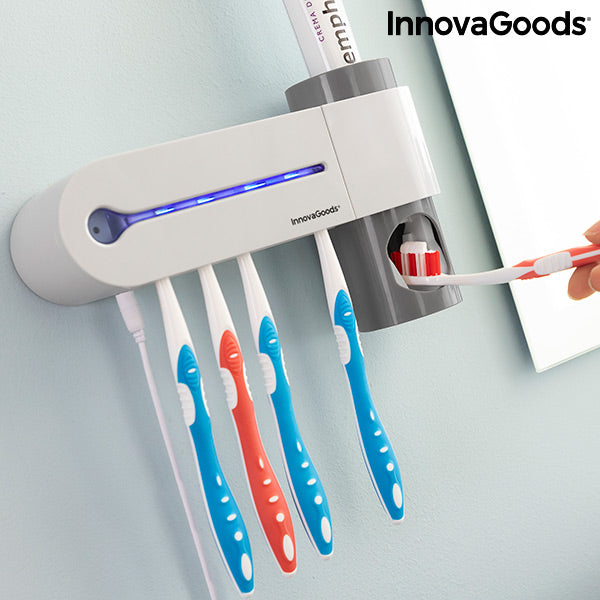 UV Toothbrush Steriliser with Stand and Toothpaste Dispenser