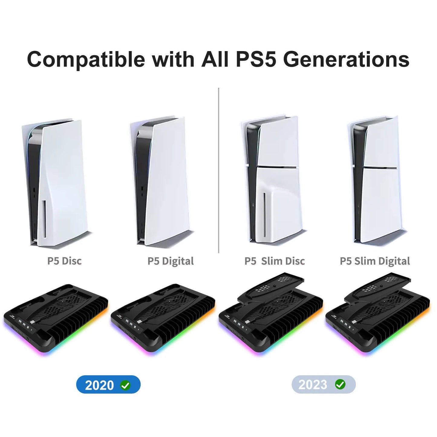 GAMINJA RGB Cooling Base Gamepad Charging Stand For PS5 Console Holder
