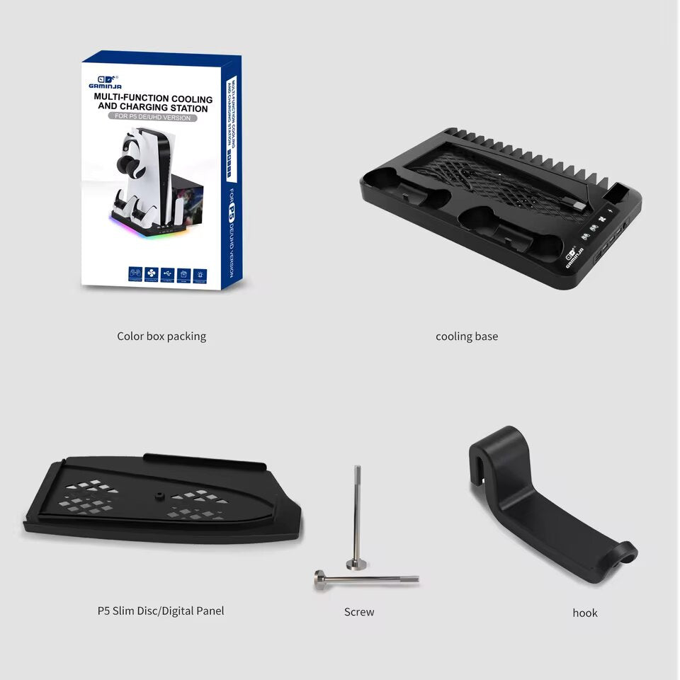 GAMINJA RGB Cooling Base Gamepad Charging Stand For PS5 Console Holder
