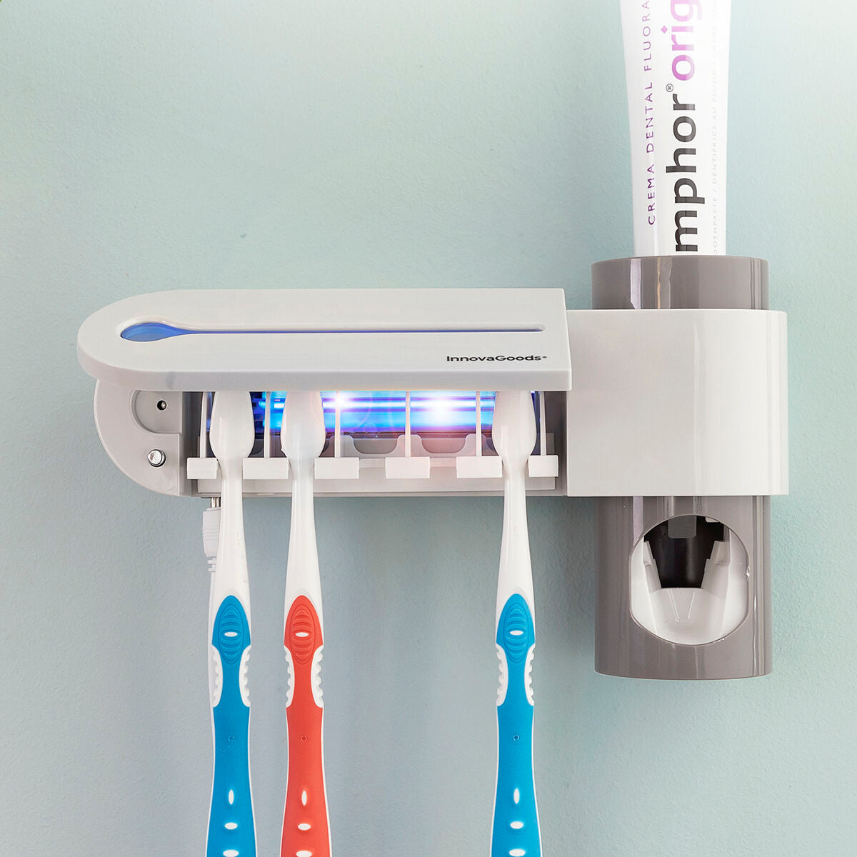 UV Toothbrush Steriliser with Stand and Toothpaste Dispenser