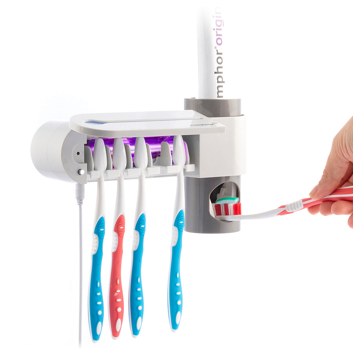 UV Toothbrush Steriliser with Stand and Toothpaste Dispenser