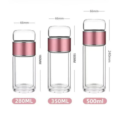 Tea Water Bottle High Borosilicate Glass Double Layer Tea Water