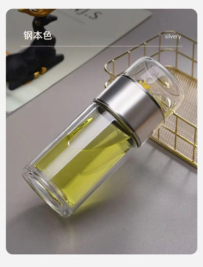 Tea Water Bottle High Borosilicate Glass Double Layer Tea Water