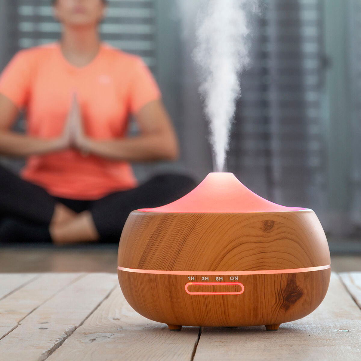 Aroma Diffuser Humidifier with Multicolour LED Wooden-Effect