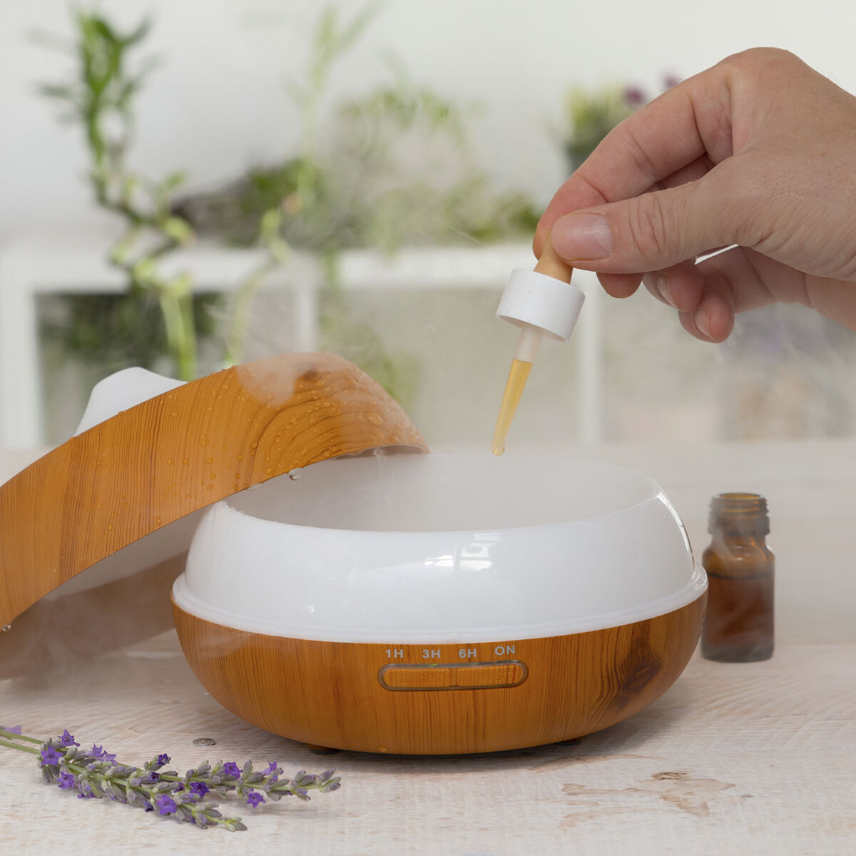 Aroma Diffuser Humidifier with Multicolour LED Wooden-Effect