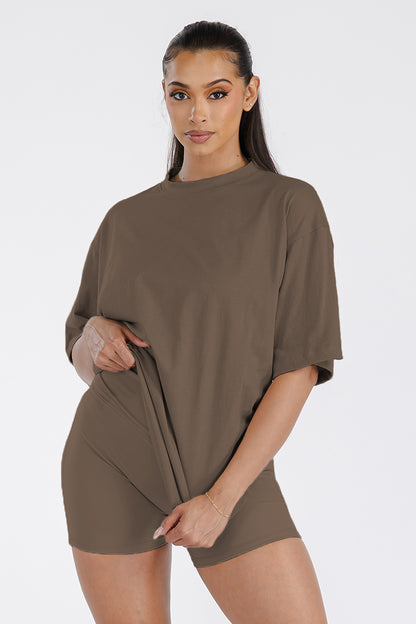 Womens Boyfriend Oversized Drop Shoulder Tee